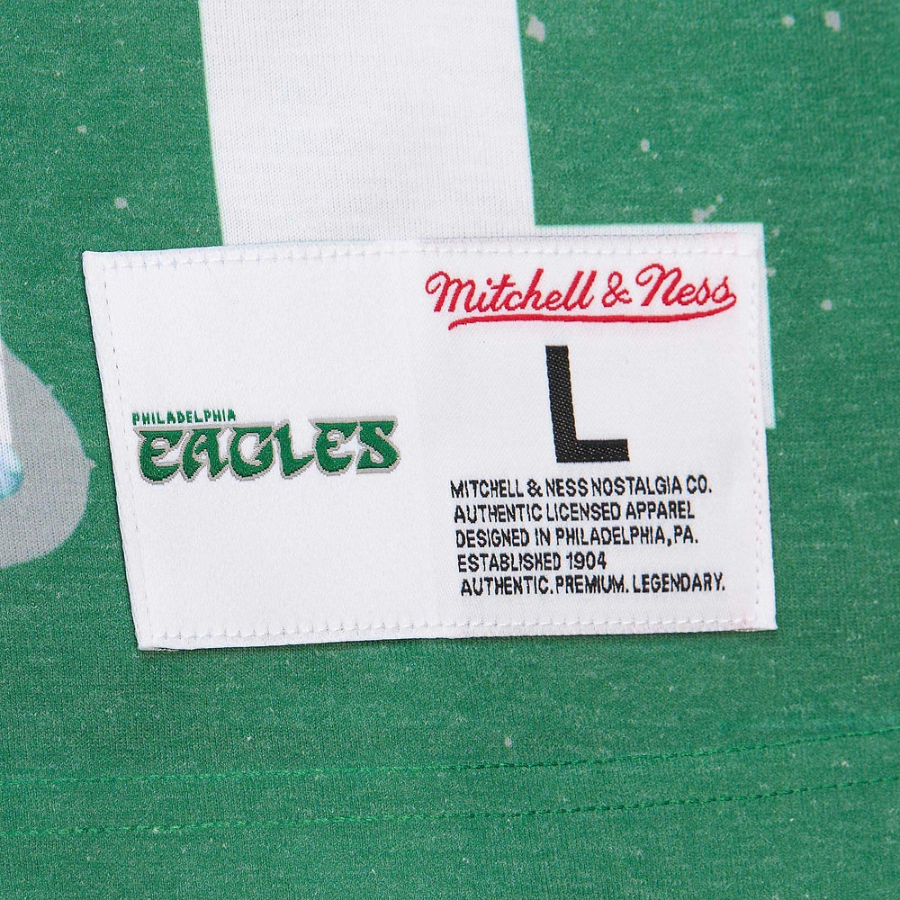 T-shirt Mitchell & Ness Reggie pour homme, blanc et gris, joueur retraité des Philadelphia Eagles Burst