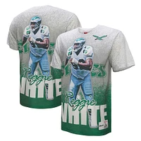 T-shirt Mitchell & Ness Reggie pour homme, blanc et gris, joueur retraité des Philadelphia Eagles Burst