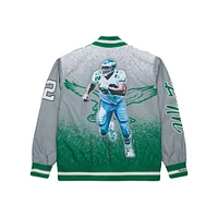 Veste en satin à fermeture éclair intégrale pour homme Mitchell & Ness Reggie White Kelly Green Philadelphia Eagles Retired Player Graphic