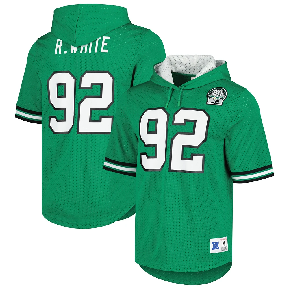 T-shirt à capuche en maille pour homme Mitchell & Ness Reggie White Kelly Green Philadelphia Eagles avec nom et numéro de joueur retraité