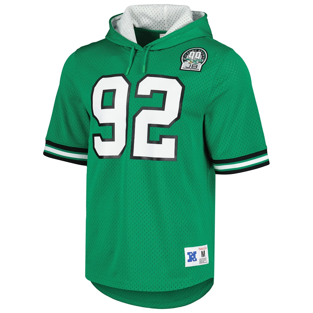 T-shirt à capuche en maille pour homme Mitchell & Ness Reggie White Kelly Green Philadelphia Eagles avec nom et numéro de joueur retraité