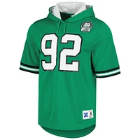 T-shirt à capuche en maille pour homme Mitchell & Ness Reggie White Kelly Green Philadelphia Eagles avec nom et numéro de joueur retraité