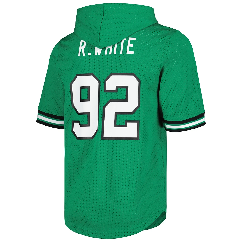 T-shirt à capuche en maille pour homme Mitchell & Ness Reggie White Kelly Green Philadelphia Eagles avec nom et numéro de joueur retraité