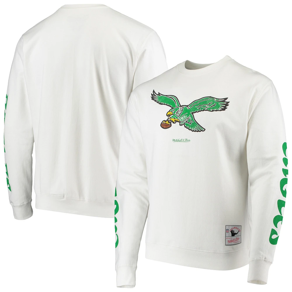 Chandail à enfiler VIP Champions Mitchell & Ness pour homme avec anneaux des Eagles de Philadelphie, blanc