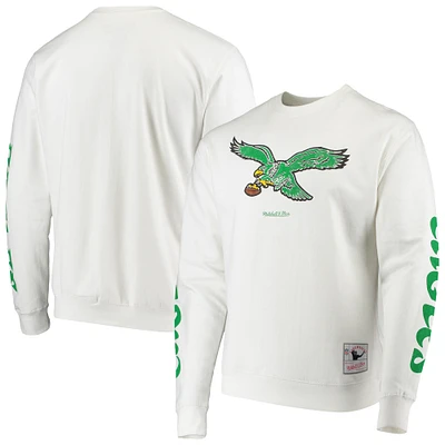 Chandail à enfiler VIP Champions Mitchell & Ness pour homme avec anneaux des Eagles de Philadelphie, blanc