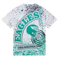 T-shirt blanc à sublimation Philadelphia Eagles Team Burst pour homme de Mitchell & Ness