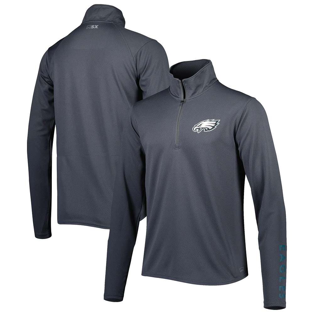 Men's MSX by Michael Strahan Charcoal Philadelphia Eagles Half-Zip Hoodie