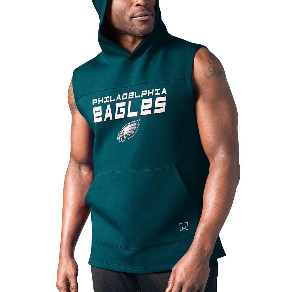 T-shirt à capuche sans manches pour hommes MSX par Michael Strahan, vert minuit, Philadelphia Eagles Captain