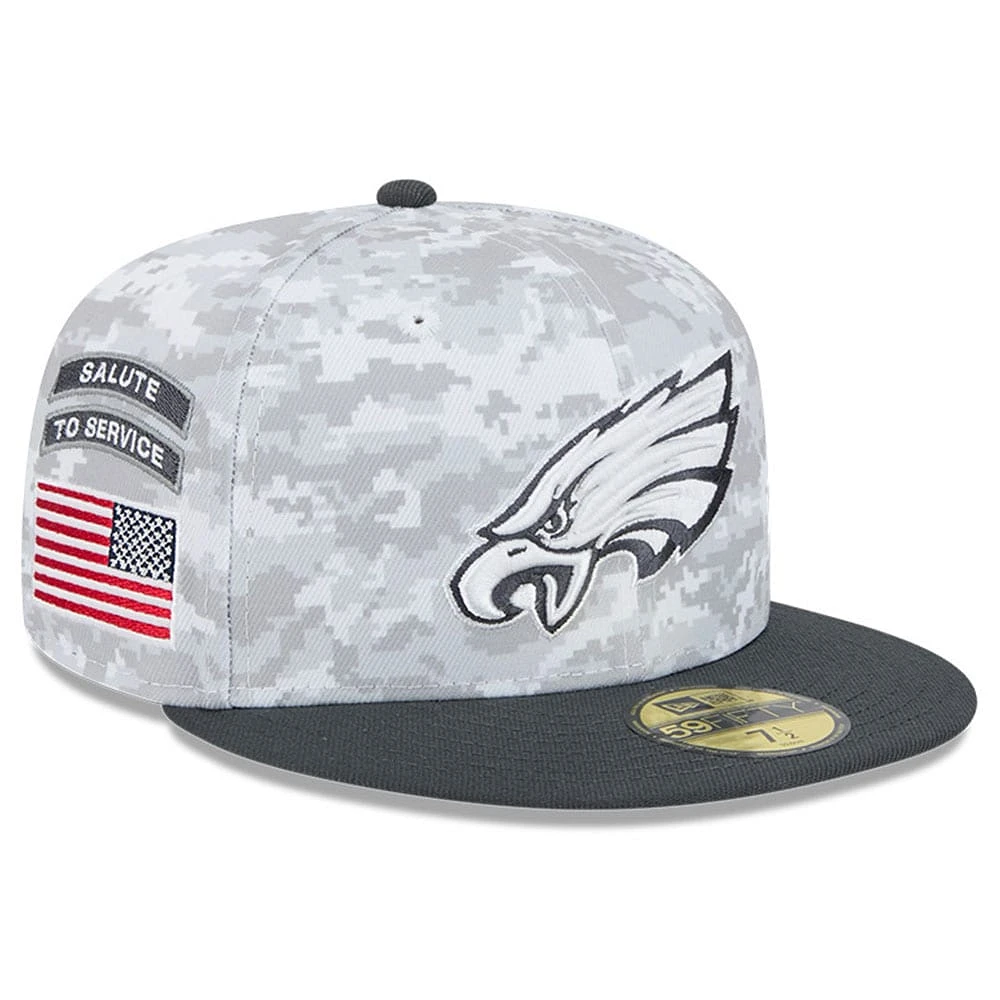 Men's New Era Arctic Camo/Graphite Philadelphia Eagles 2024 Salute To Service 59FIFTY Fitted Hat