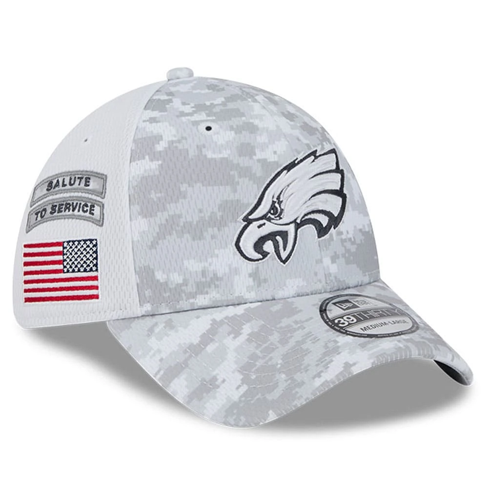 Men's New Era Arctic Camo Philadelphia Eagles 2024 Salute To Service 39THIRTY Flex Hat