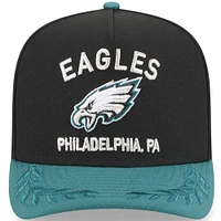 Men's New Era Black/Midnight Green Philadelphia Eagles 2025 NFL Draft 9FIFTY A-Frame Snapback Hat