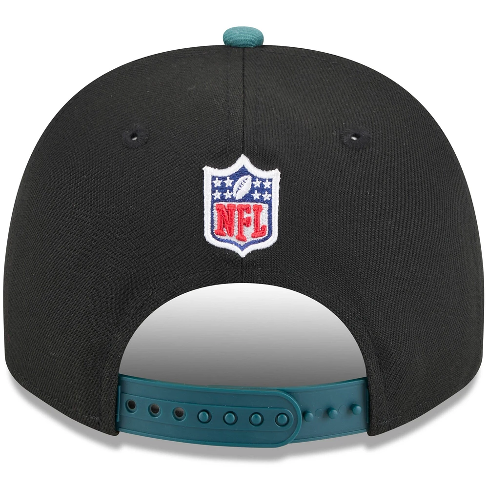 Men's New Era Black/Midnight Green Philadelphia Eagles 2025 NFL Draft 9FIFTY A-Frame Snapback Hat