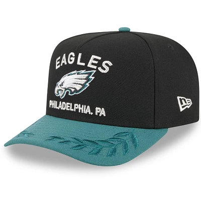Men's New Era Black/Midnight Green Philadelphia Eagles 2025 NFL Draft 9FIFTY A-Frame Snapback Hat