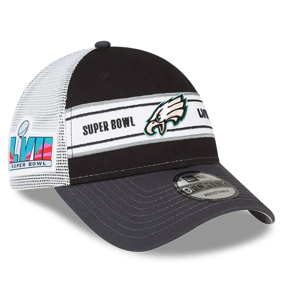 Fanatics Black And White Philadelphia Eagles Fundamental Trucker Snapback  Hat for Men