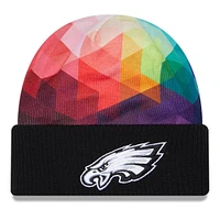 Bonnet en tricot à revers NFL Crucial Catch New Era noir pour hommes des Eagles de Philadelphie 2023