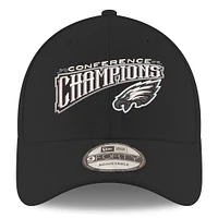 Men's New Era Black Philadelphia Eagles 2024 NFC Champions Replica 9FORTY Adjustable Hat