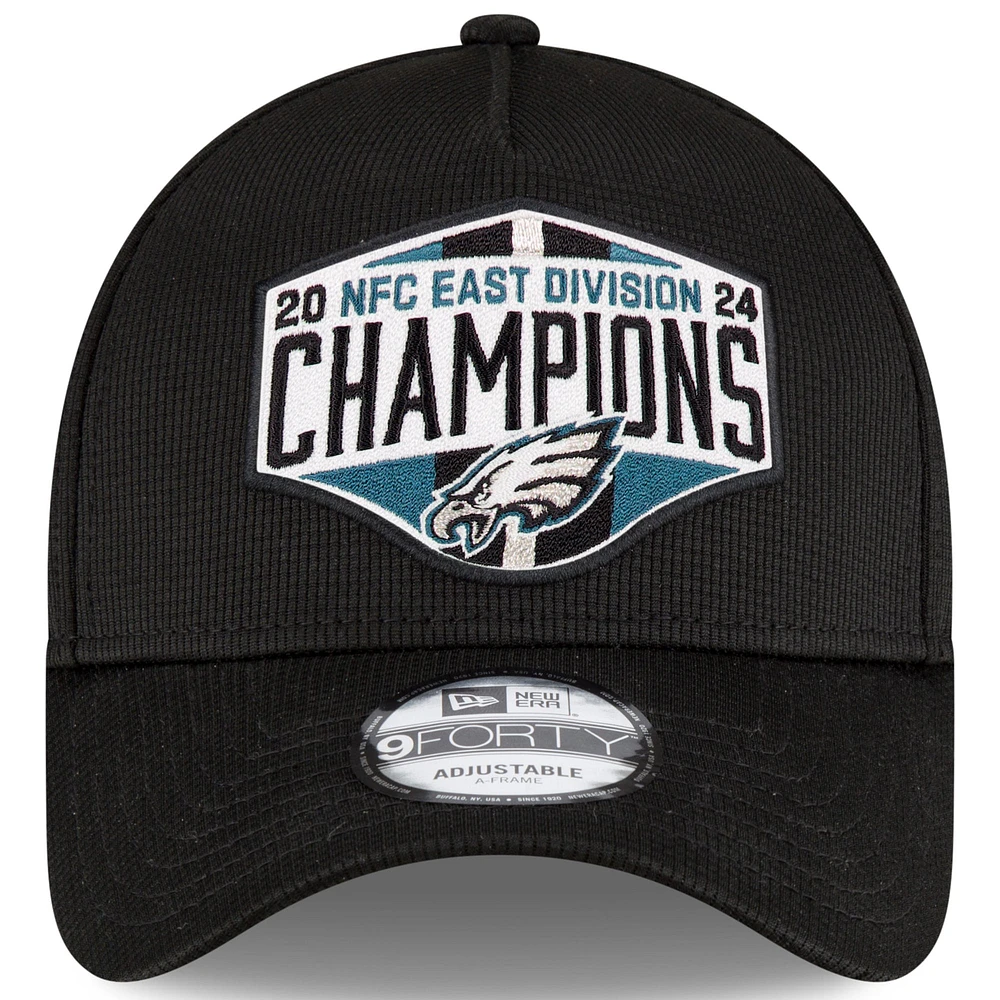 Casquette ajustable 9FORTY pour homme New Era Philadelphia Eagles 2024 NFC East Division Champions Locker Room noire