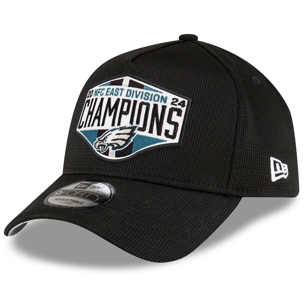 Casquette ajustable 9FORTY pour homme New Era Philadelphia Eagles 2024 NFC East Division Champions Locker Room noire