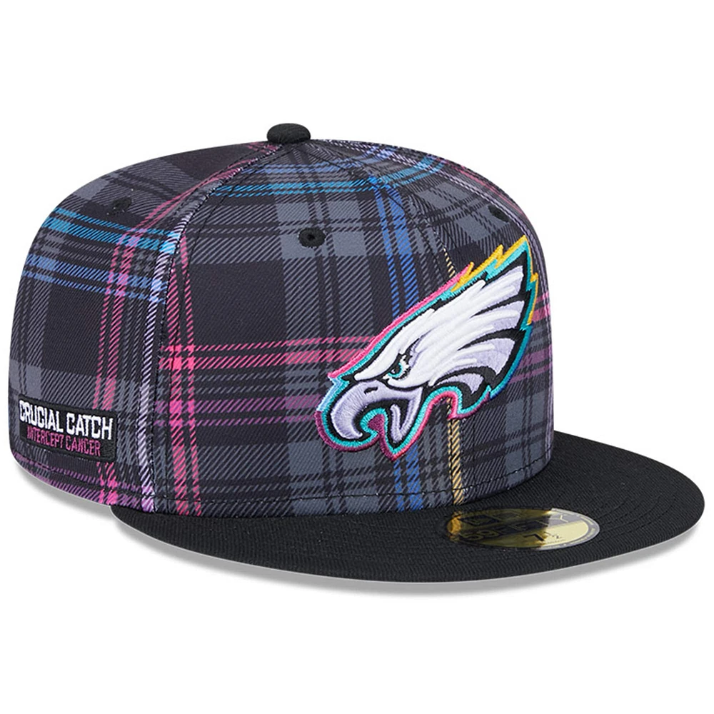 Casquette ajustée 59FIFTY NFL Crucial Catch 2024 Philadelphia Eagles New Era noire pour homme