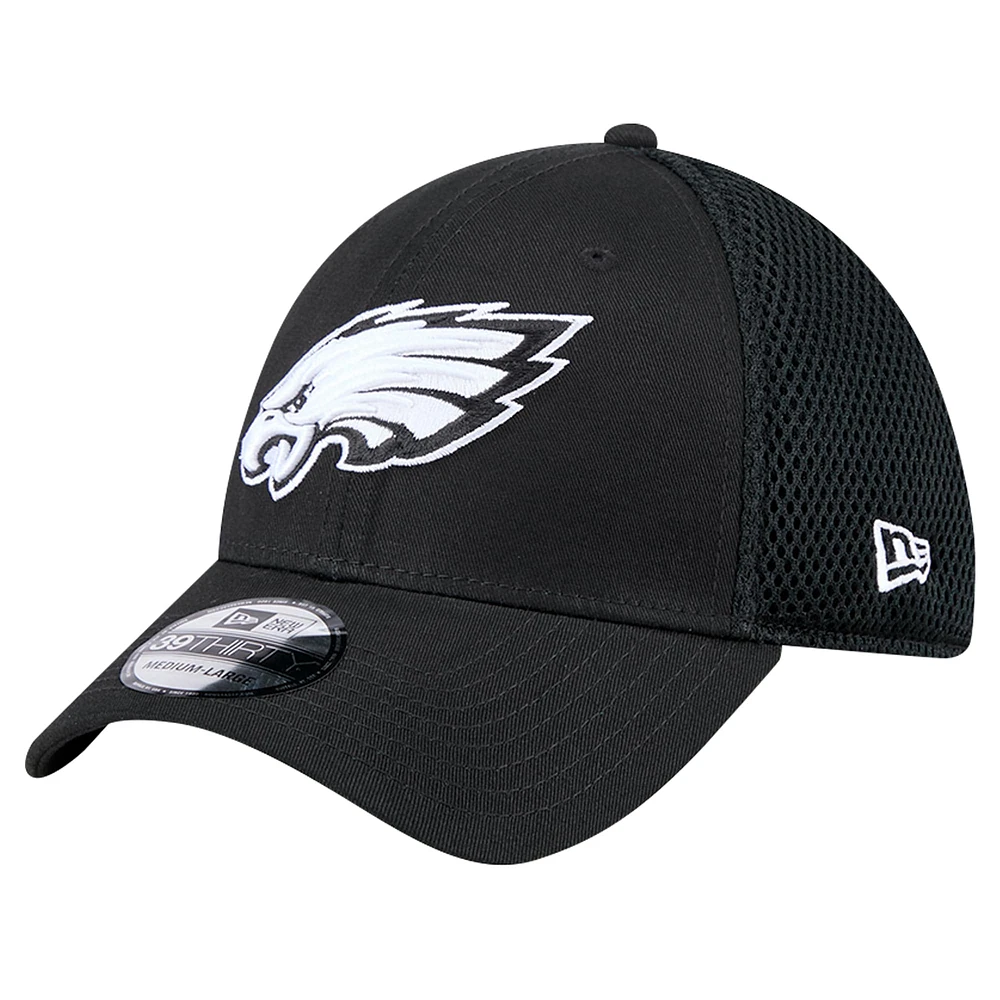 Casquette flexible 39THIRTY noire des Eagles de Philadelphie New Era pour hommes