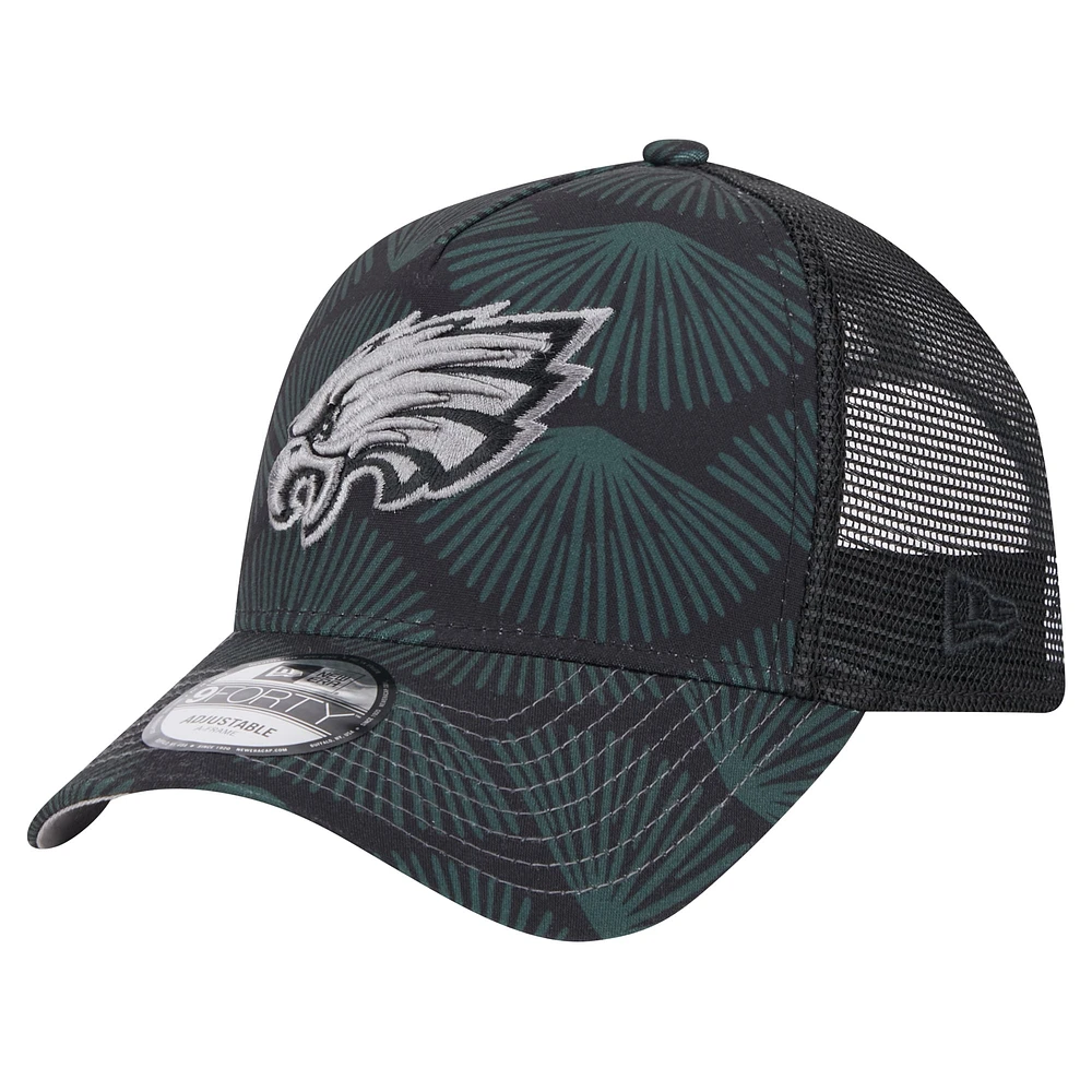 Men's New Era Black Philadelphia Eagles Agave Trucker 9FORTY Adjustable Hat