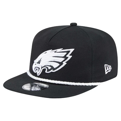 Men's New Era Black Philadelphia Eagles B-Dub Golfer Snapback Hat