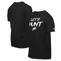 T-shirt noir New Era pour homme Philadelphia Eagles Let's Hunt