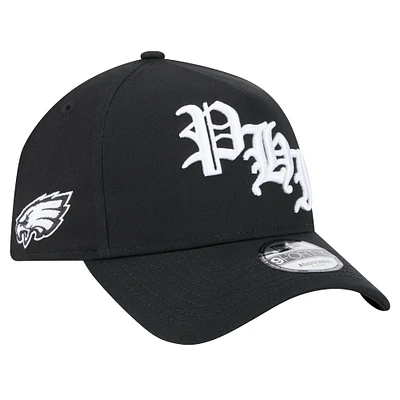 Casquette ajustable Mystic 9FORTY A-Frame noire de New Era pour homme des Philadelphia Eagles