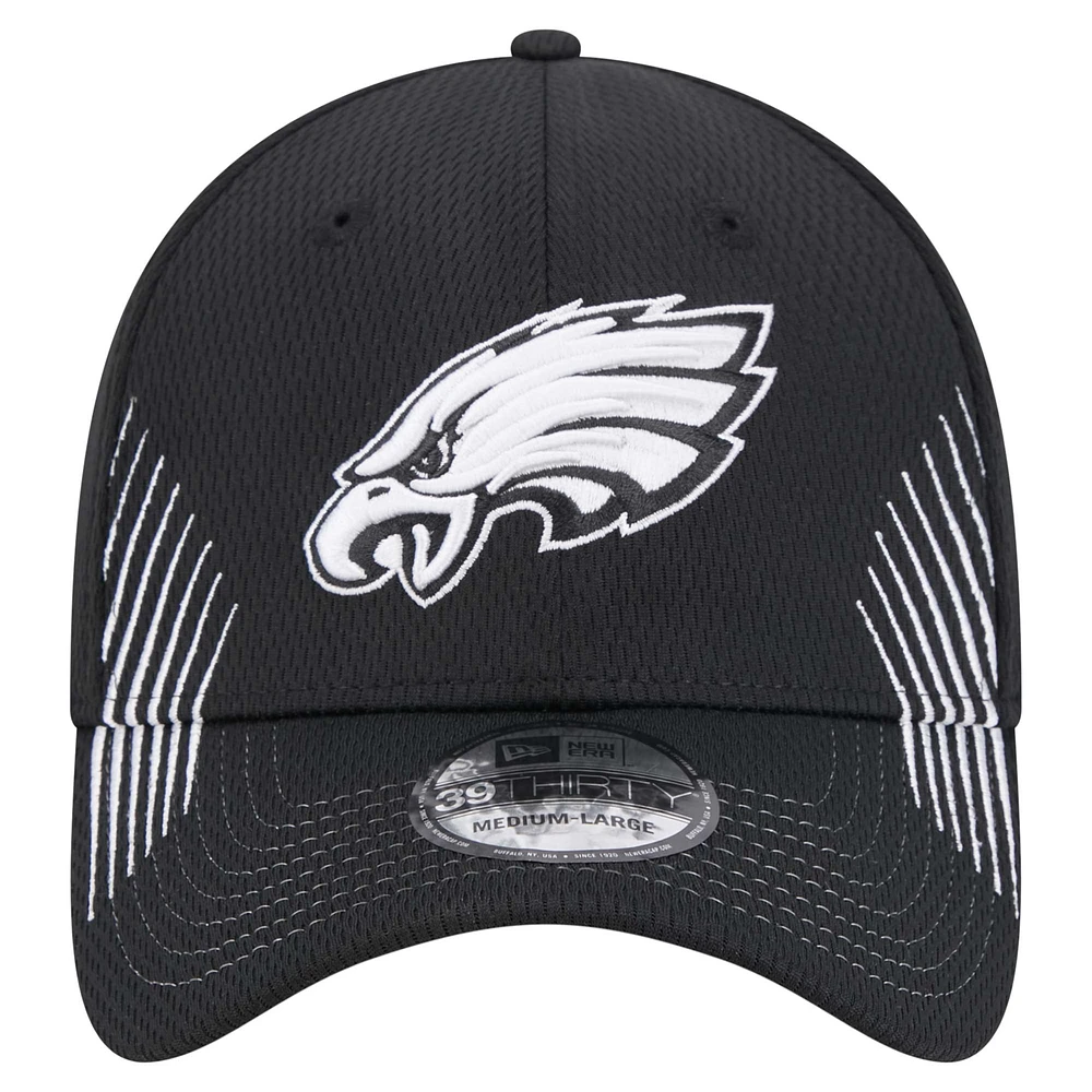 Men's New Era Black Philadelphia Eagles Sport Night Active 39THIRTY Flex Hat