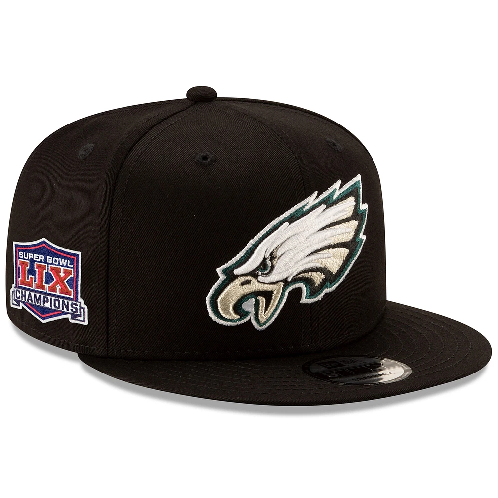 Men's New Era  Black Philadelphia Eagles Super Bowl LIX Champions Side Patch 9FIFTY Snapback Hat