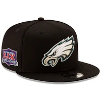 Men's New Era  Black Philadelphia Eagles Super Bowl LIX Champions Side Patch 9FIFTY Snapback Hat