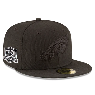 Men's New Era  Black Philadelphia Eagles Super Bowl LIX Champions Tonal Side Patch 59FIFTY Fitted Hat