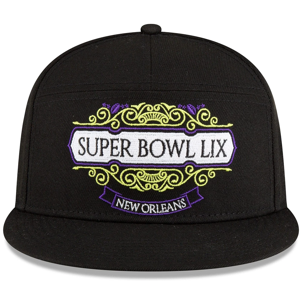 Men's New Era Black Philadelphia Eagles Super Bowl LIX Tarmac Split Panel 9FIFTY Snapback Hat