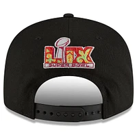 Men's New Era Black Philadelphia Eagles Super Bowl LIX Tarmac Split Panel 9FIFTY Snapback Hat