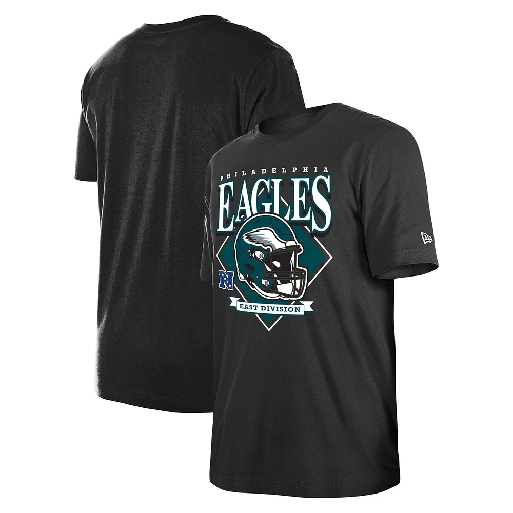 T-shirt noir avec logo de l'équipe des Eagles Philadelphie New Era pour homme