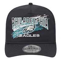 Casquette de golf à rabat noir Philadelphia Eagles Throwback Brush de New Era pour homme