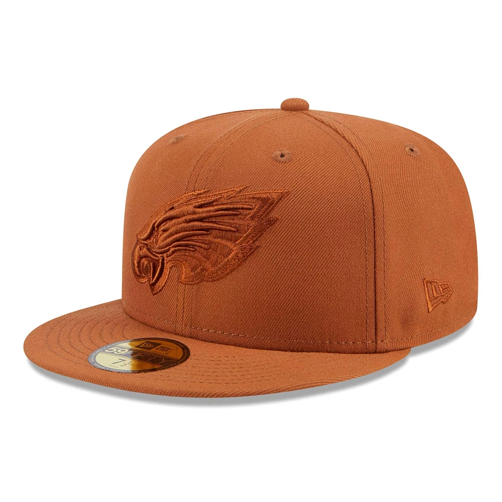 Casquette ajustée 59FIFTY marron des Eagles de Philadelphie New Era pour hommes