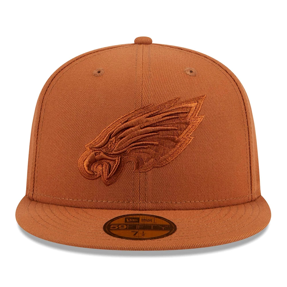 Casquette ajustée 59FIFTY marron des Eagles de Philadelphie New Era pour hommes