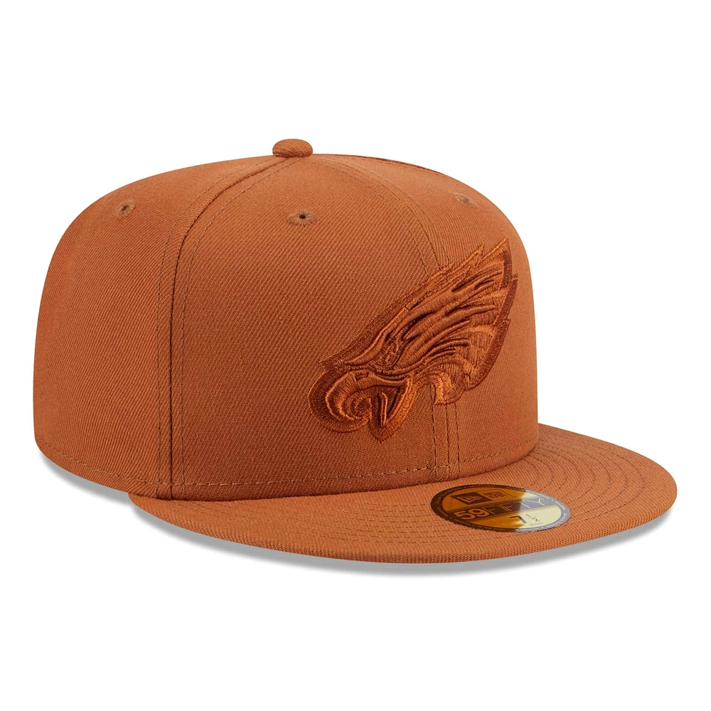 Casquette ajustée 59FIFTY marron des Eagles de Philadelphie New Era pour hommes