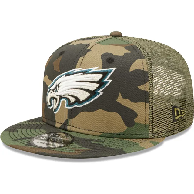 Philadelphia Eagles New Era Historic Logo Trucker 9FIFTY Snapback Hat - Camo /Olive