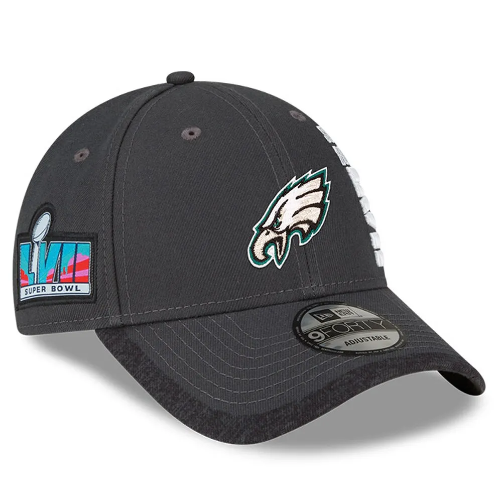 Men's Philadelphia Eagles New Era Charcoal Super Bowl LVII Opening Night  Sideline 9FORTY Adjustable Hat