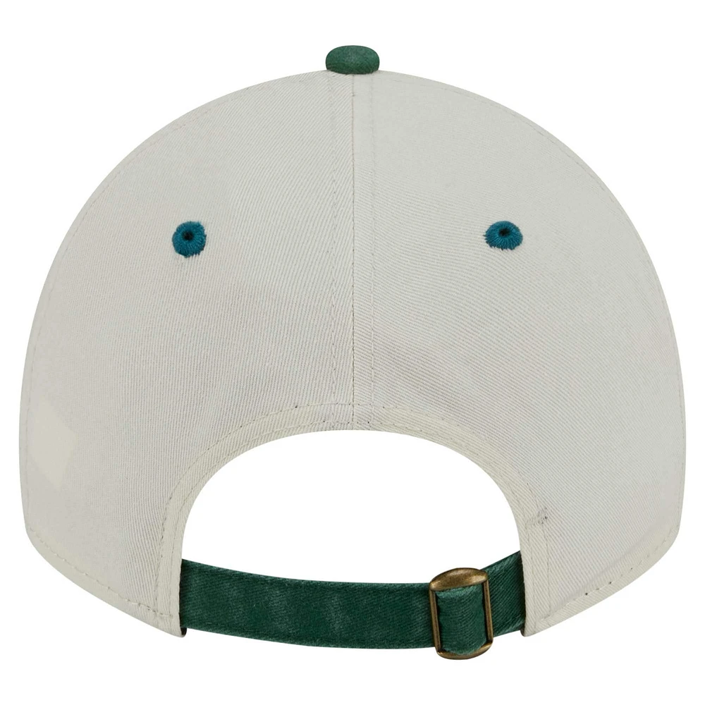 Men's New Era  Cream/Midnight Green Philadelphia Eagles Classic Sidescript 9TWENTY Adjustable Hat