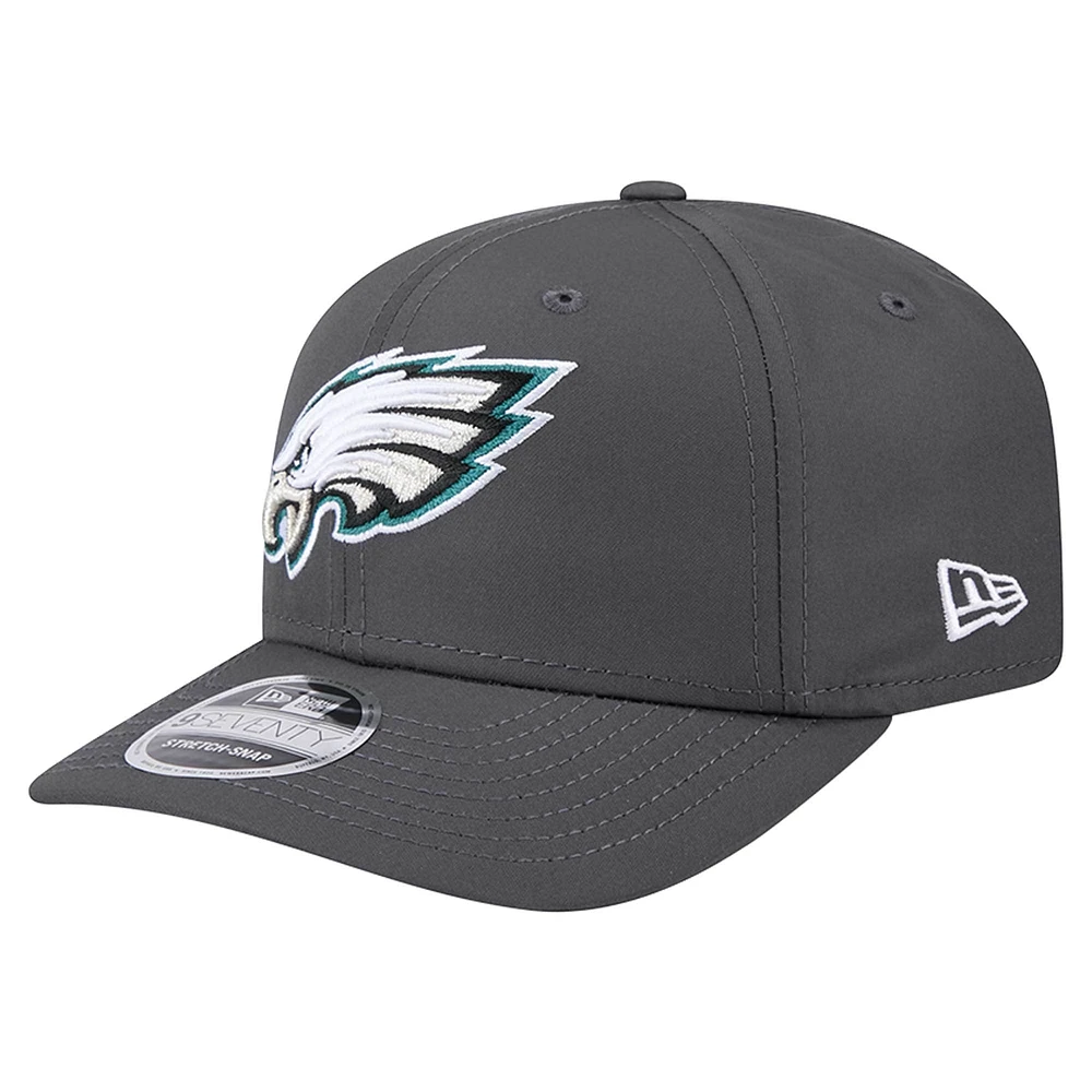 Casquette extensible à bouton-pression 9SEVENTY Graphite Philadelphia Eagles New Era pour homme