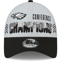 Casquette ajustable 9FORTY pour hommes New Era gris/noir Philadelphia Eagles 2022 NFC Champions Locker Room