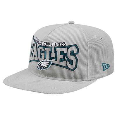 Casquette de golf ajustable en velours côtelé gris Philadelphia Eagles New Era pour homme