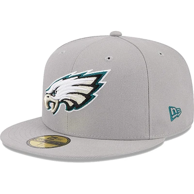 Casquette ajustée New Era Philadelphia Eagles Omaha 59FIFTY gris pour homme