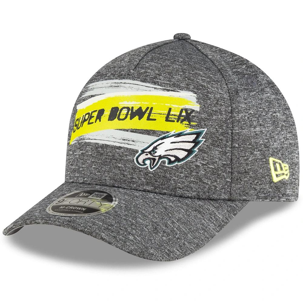 Men's New Era Gray Philadelphia Eagles Super Bowl LIX 9FORTY A-Frame Adjustable Hat