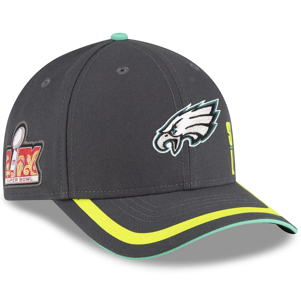 Men's New Era Gray Philadelphia Eagles Super Bowl LIX 9FORTY Adjustable Hat