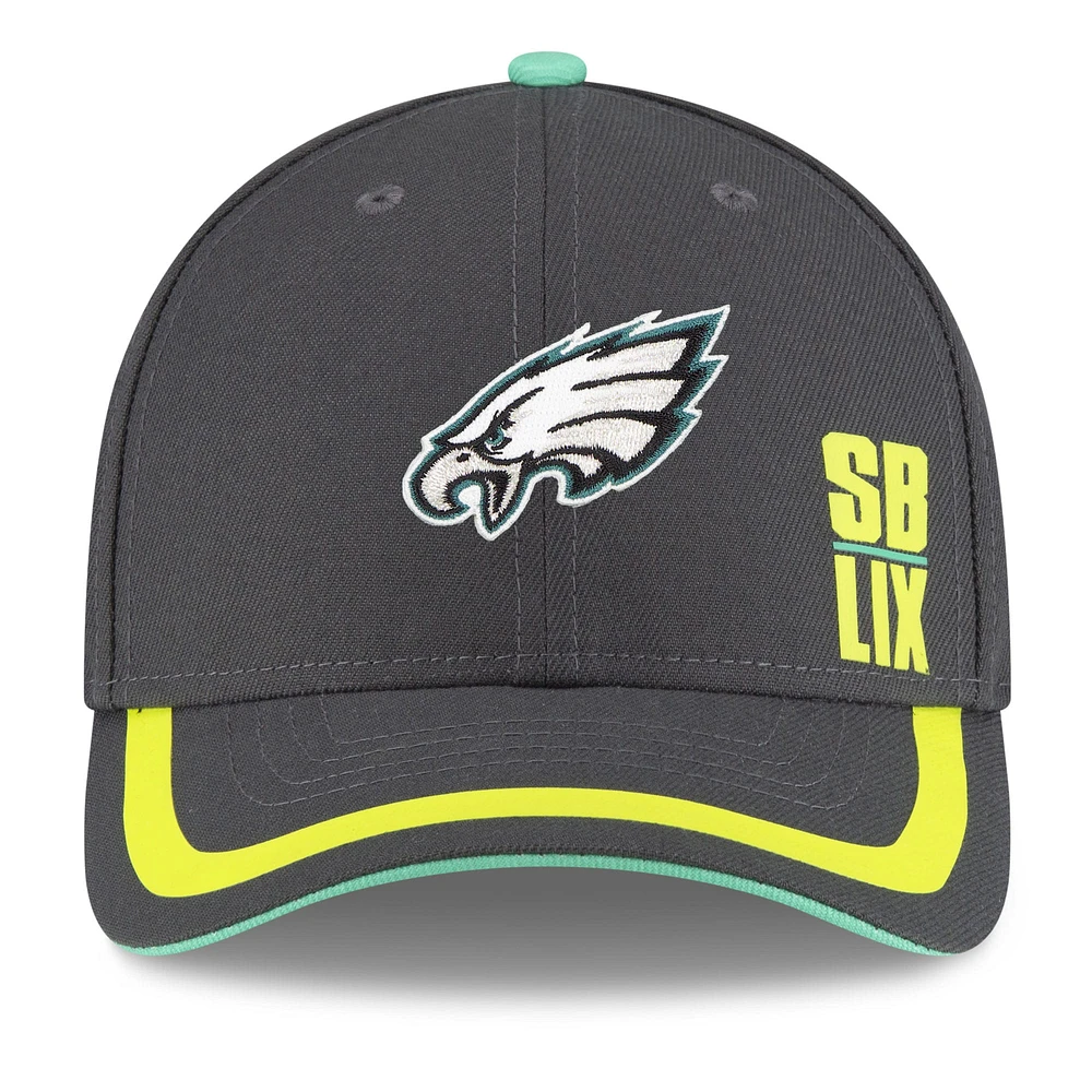 Men's New Era Gray Philadelphia Eagles Super Bowl LIX 9FORTY Adjustable Hat