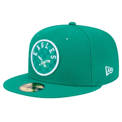 Casquette ajustée à carreaux 59FIFTY Philadelphia Eagles de New Era pour homme, vert Kelly